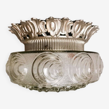 Glass flush mount ceiling lamp with crown