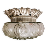 Glass flush mount ceiling lamp with crown