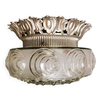 Glass flush mount ceiling lamp with crown
