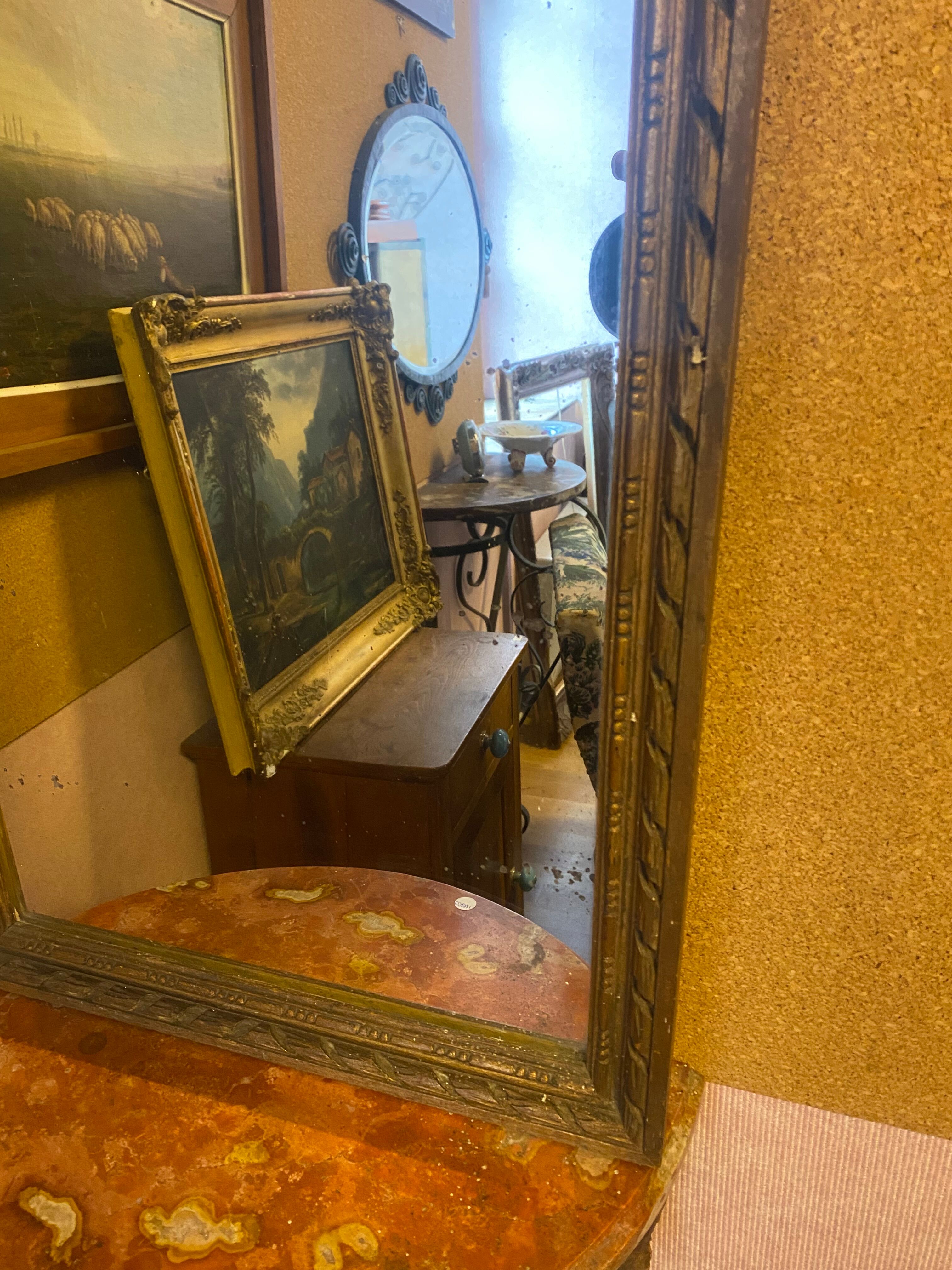 Console and trumeau, Louis XVI style in gilded wood