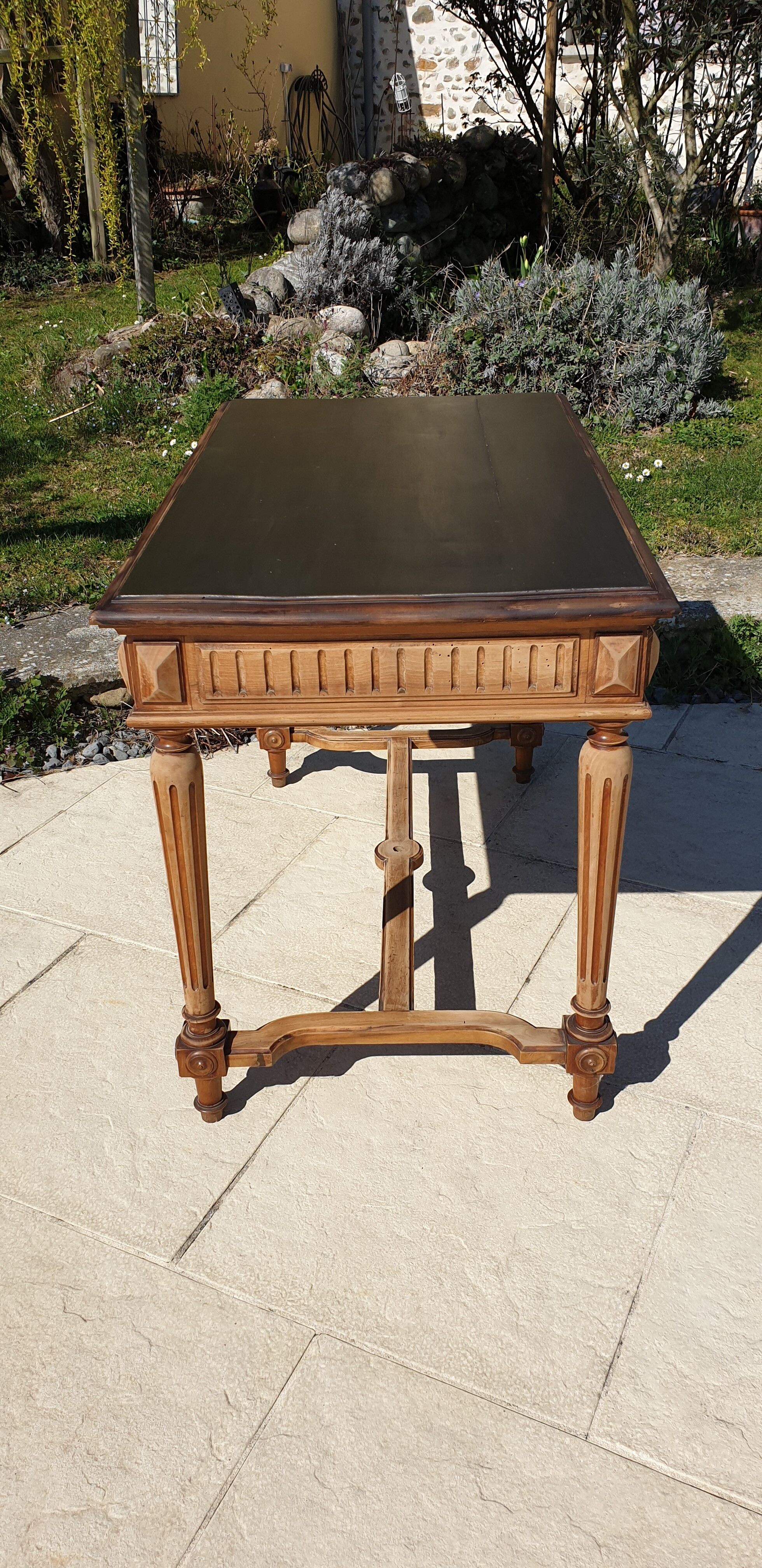 Renovated Henri II style desk with drawers