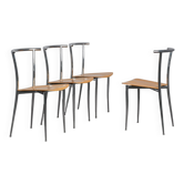 Set of 4 postmodern chrome dining chairs by Segis, Italy, 1990s