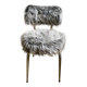 Vintage chair, gray long-haired synthetic fur