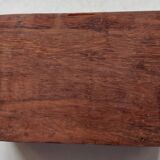 Old wooden box carved with flowers and brass