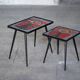2 nesting varnished ceramic coffee tables - the brothers jean & robert cloutier 1950