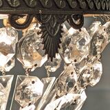 Louis XVI style bronze ceiling light and glass pendants