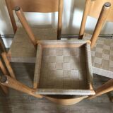 Set of 6 vintage brutalist chairs and beech and jute straps