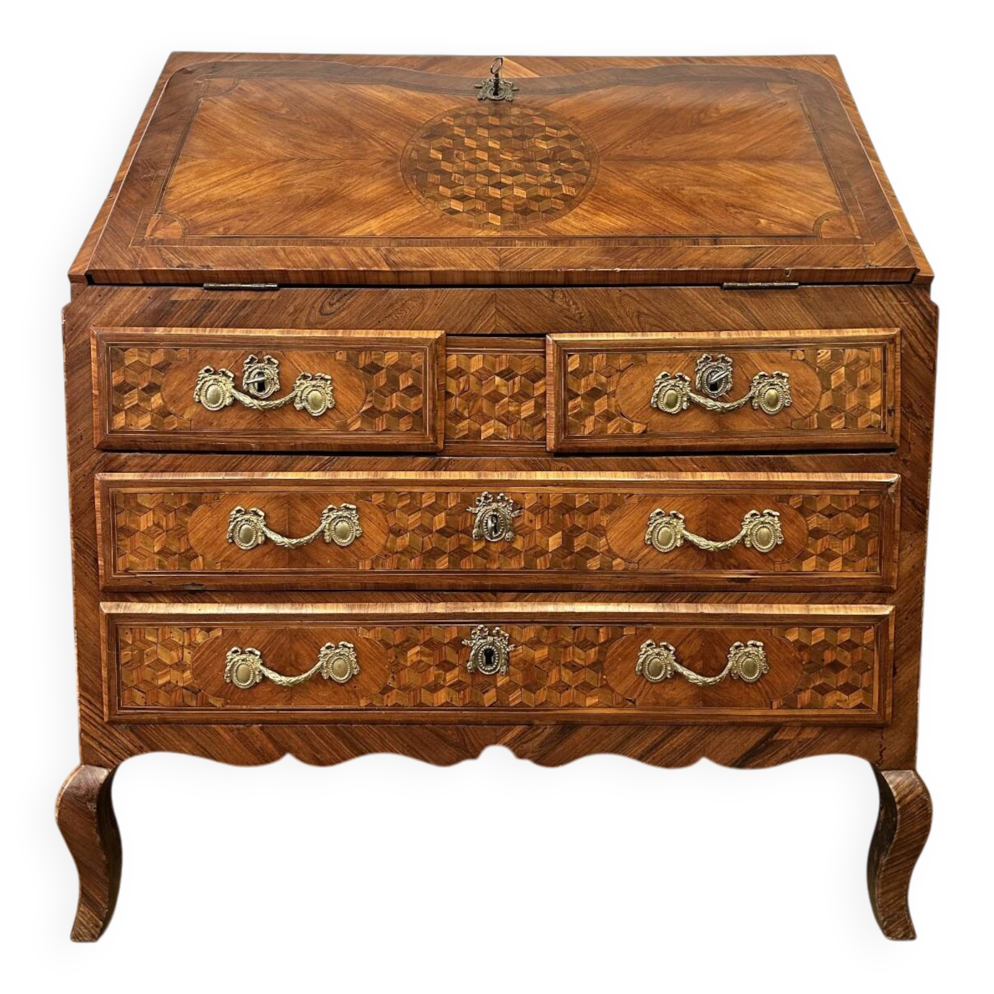 Secretary in rosewood marquetry, transition between Louis XV and Louis XVI.