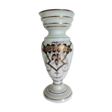 Baluster vase jugendstil in opaline and glass paste, hand-painted