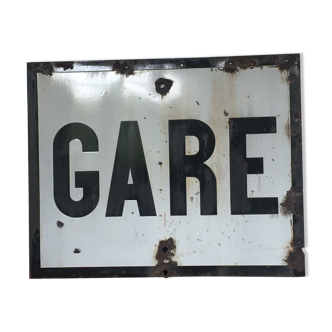 GARE enamelled plate - SNCF