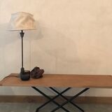 Wooden coffee table metal base