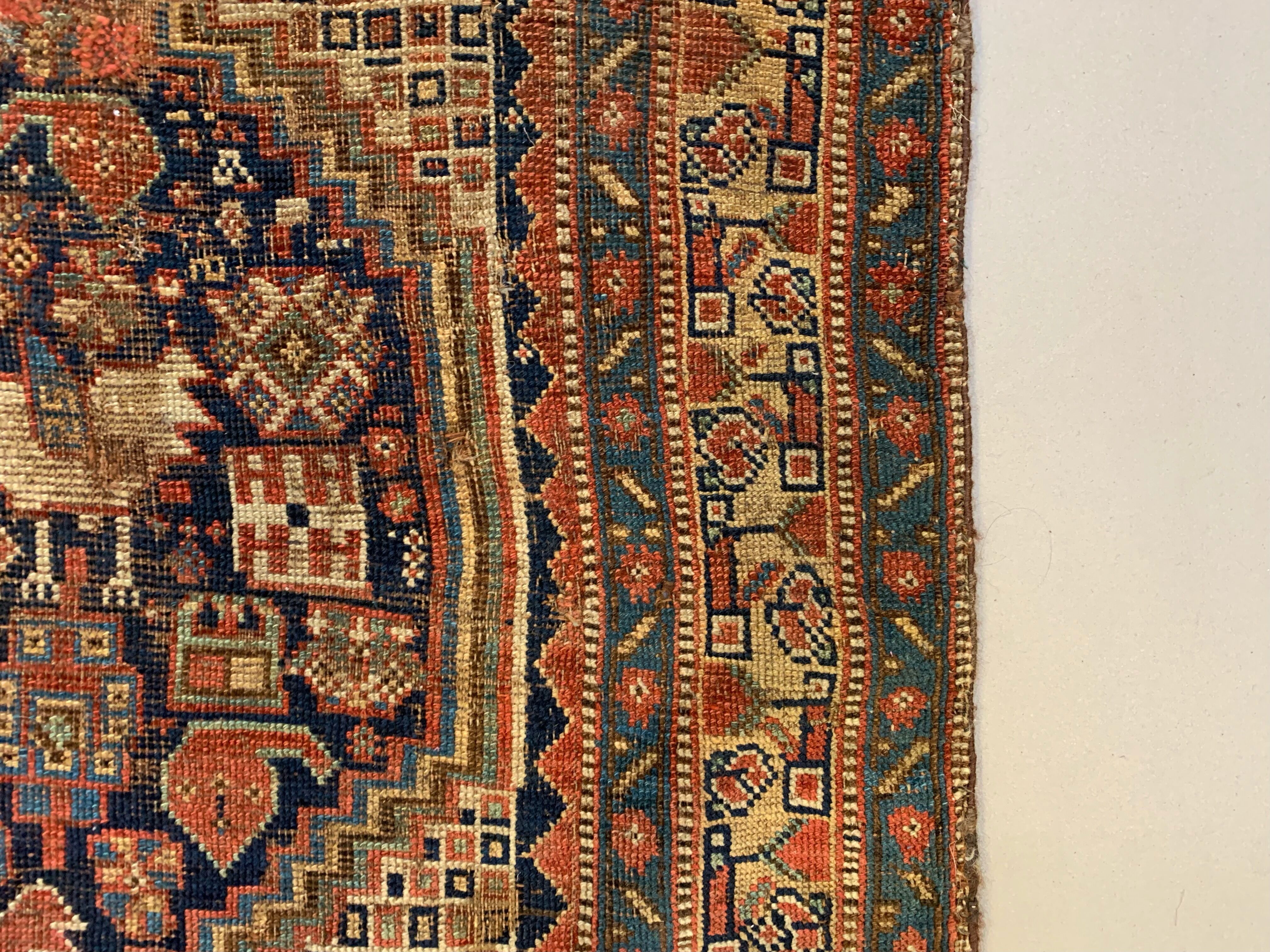 Antique tribal qashqai rug 275x157 cm, medium, oriental carpet truly shabby chic