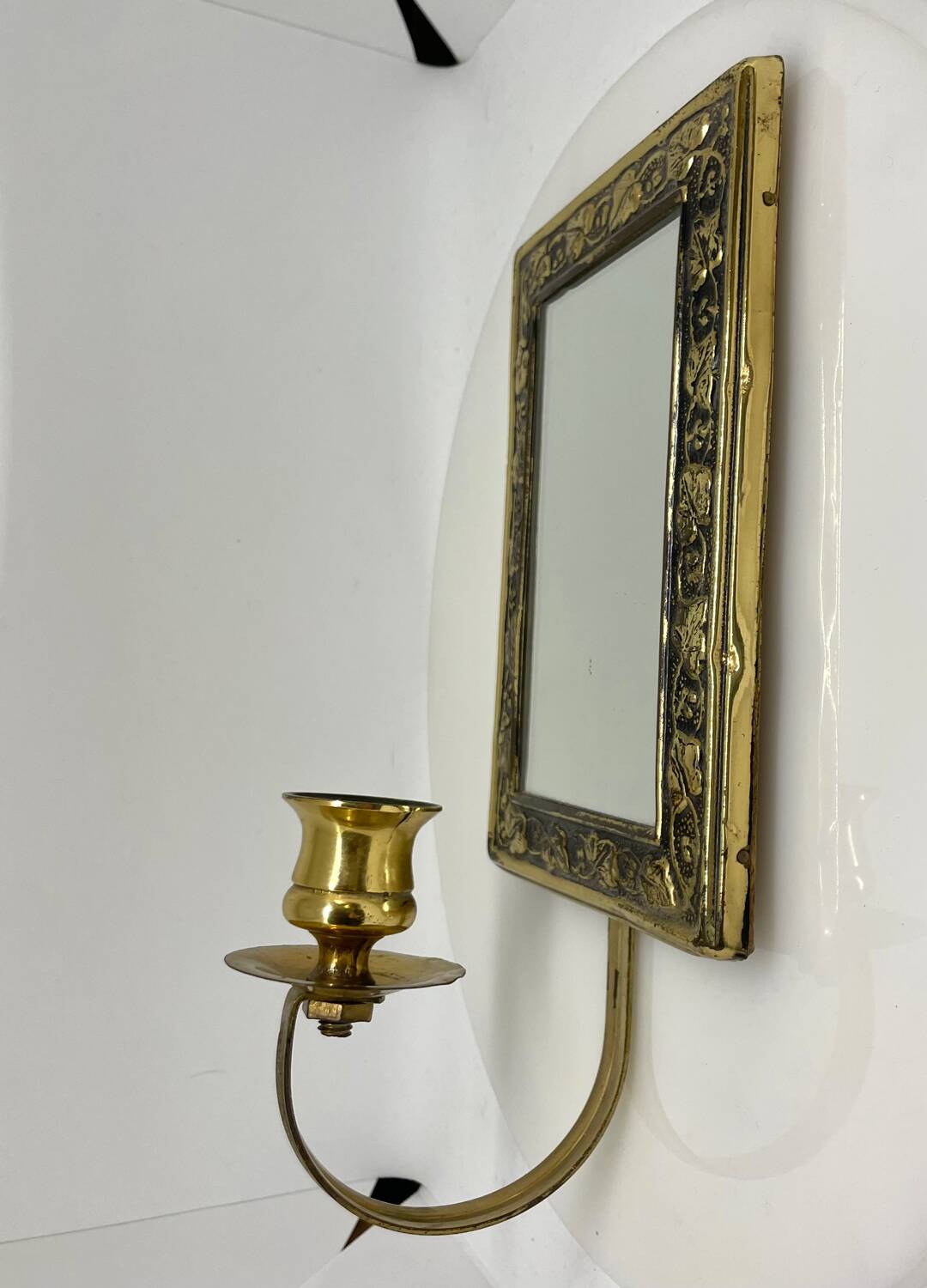 Vintage  Brass Wall mirrored Candle Sconce