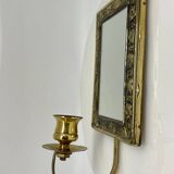 Vintage  Brass Wall mirrored Candle Sconce