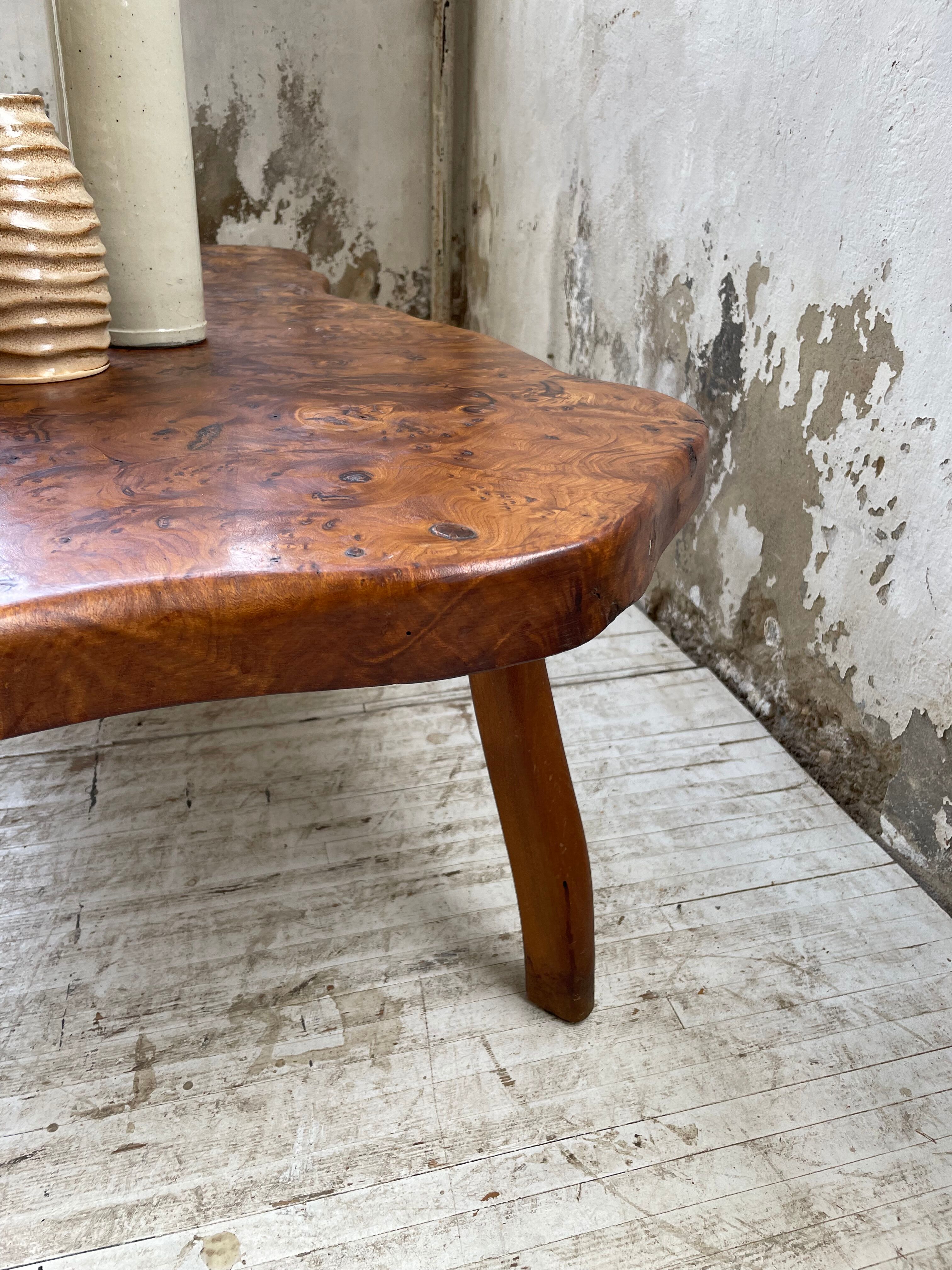 Solid free-form elm coffee table