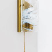 Murano glass wall lamp in white and pale-blue on brass backplate - J.T. Kalmar, 1960s