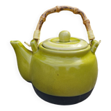 Anise green ceramic teapot, bamboo handle