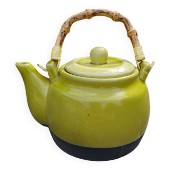 Anise green ceramic teapot, bamboo handle