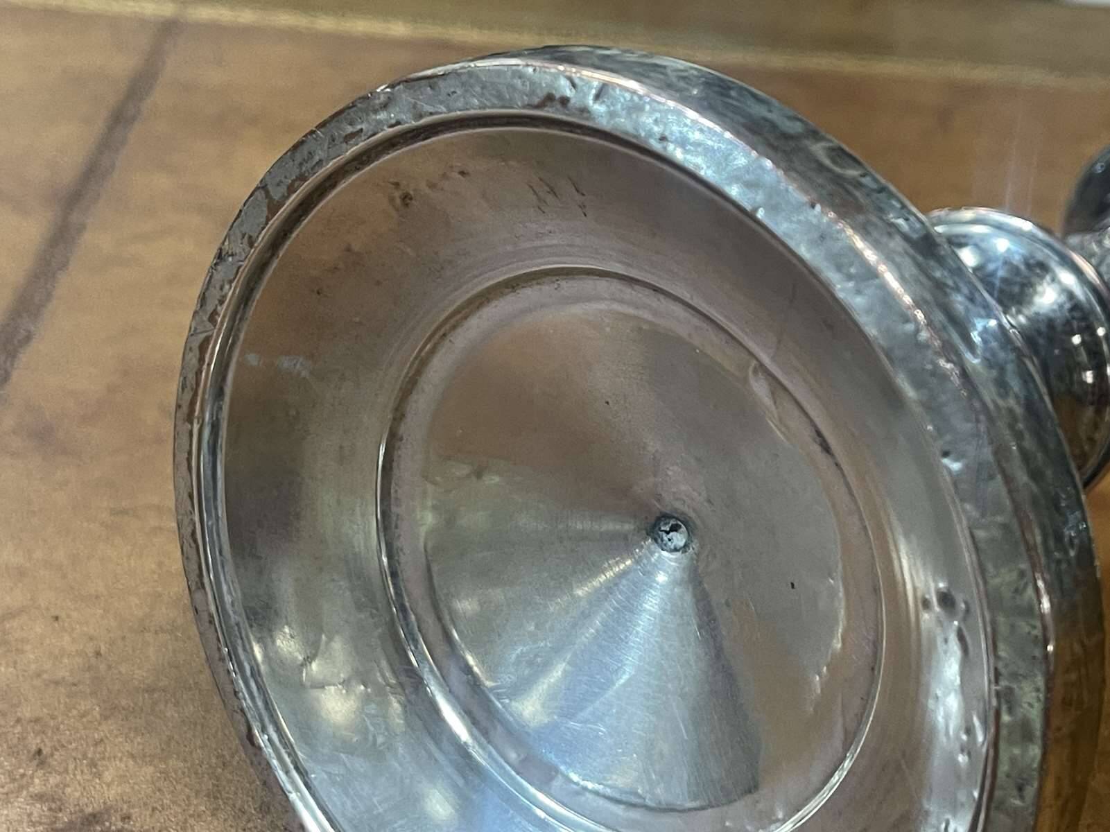 Silver metal candle holder from the early 20th century