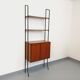 Vintage Italian modular shelving unit in teak and metal from the 1970s