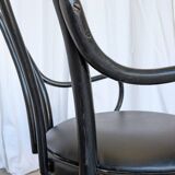 Vintage Thonet Style Dining Chair: Black Bentwood Cane Seat