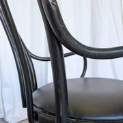 Vintage Thonet Style Dining Chair: Black Bentwood Cane Seat