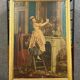 Color chromolithography painting depicting an interior scene circa 1880