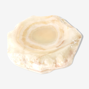 Ashtray in beige yellow veined marble from Mexico