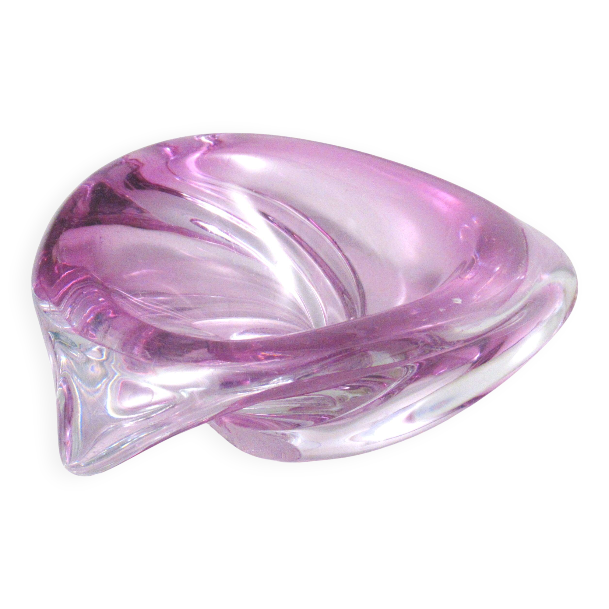 Pink glass vide poche Val St Lambert 1960s