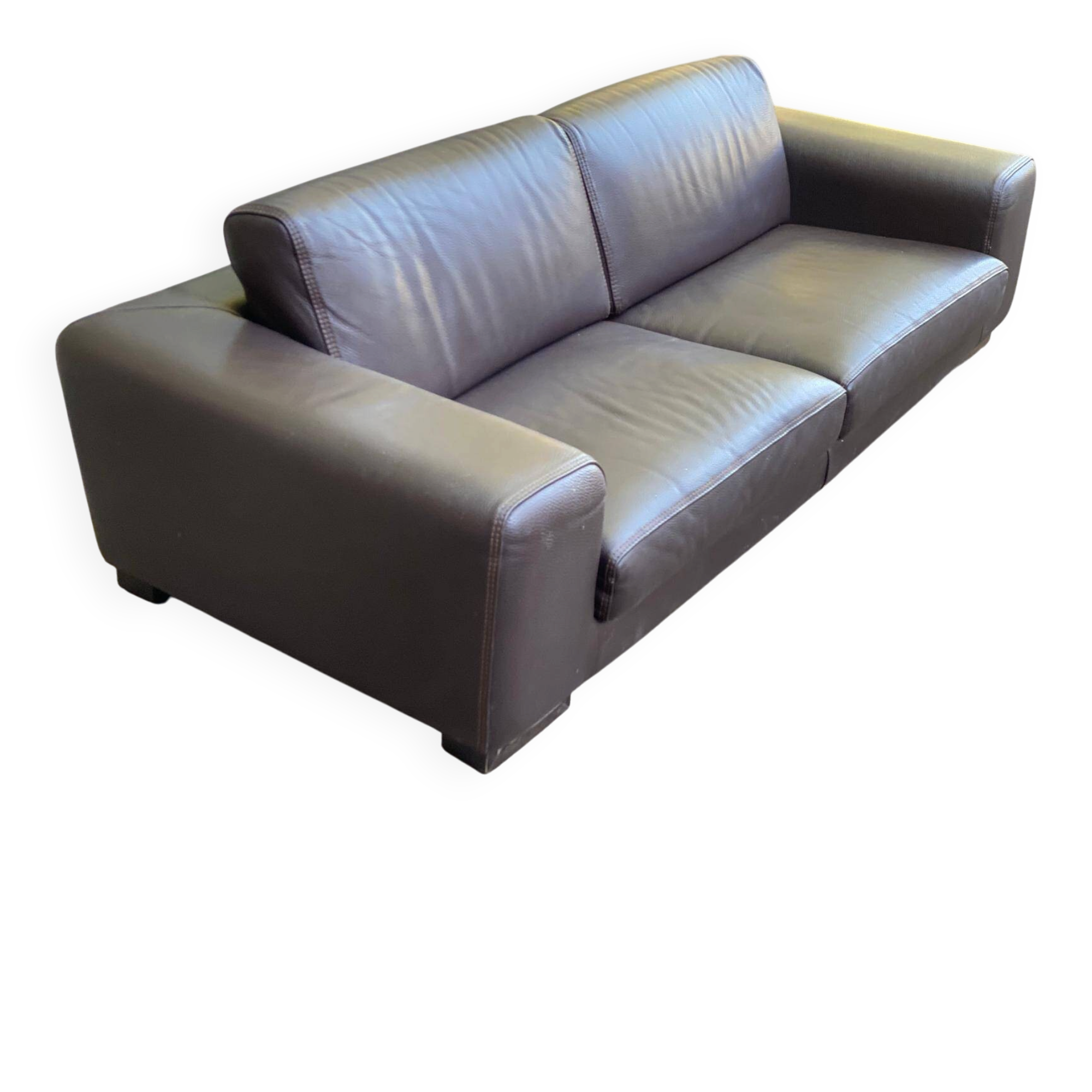 Canapé 3 places de luxe en cuir marron chocolat Roche bobois 235cm