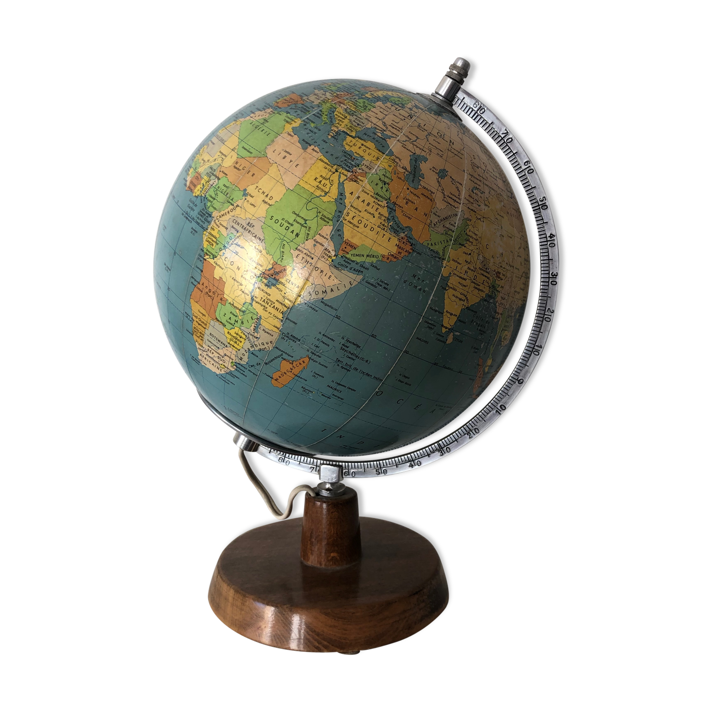 Globe terrestre de Räth ex-RDA vintage 1960 33cm