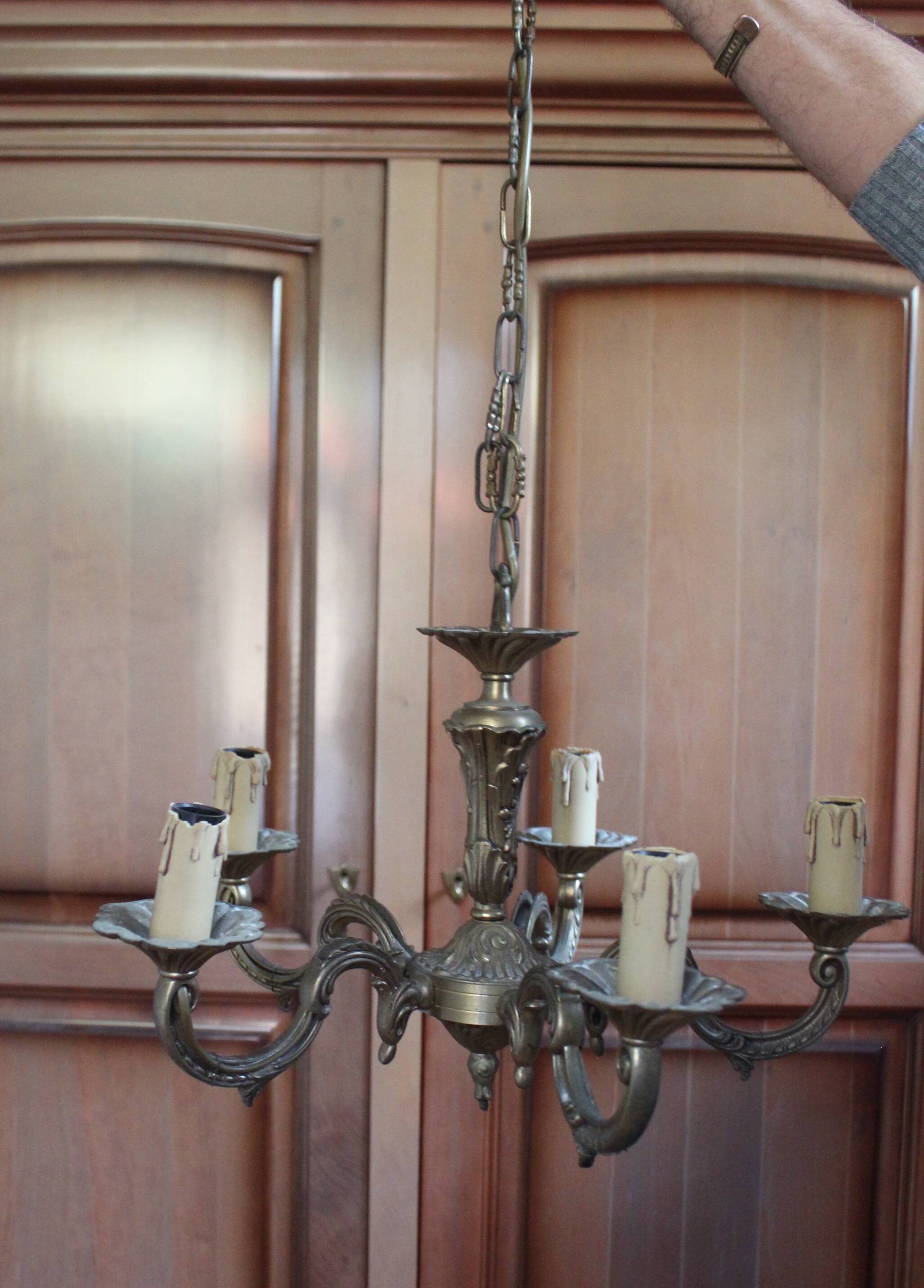 5-branch bronze chandelier