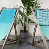 Set of 2 blue sun loungers