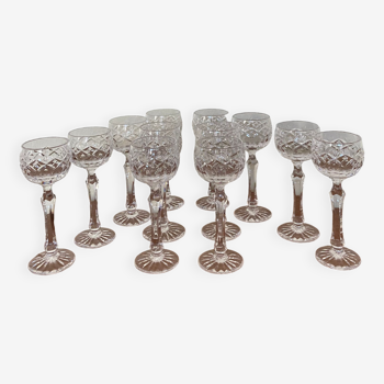 Set of 12 crystallery royale champagne/bayel liqueur glasses