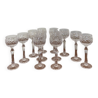 Set of 12 crystallery royale champagne/bayel liqueur glasses