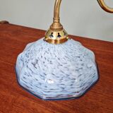 Applique murale en laiton et verre moucheté bleu