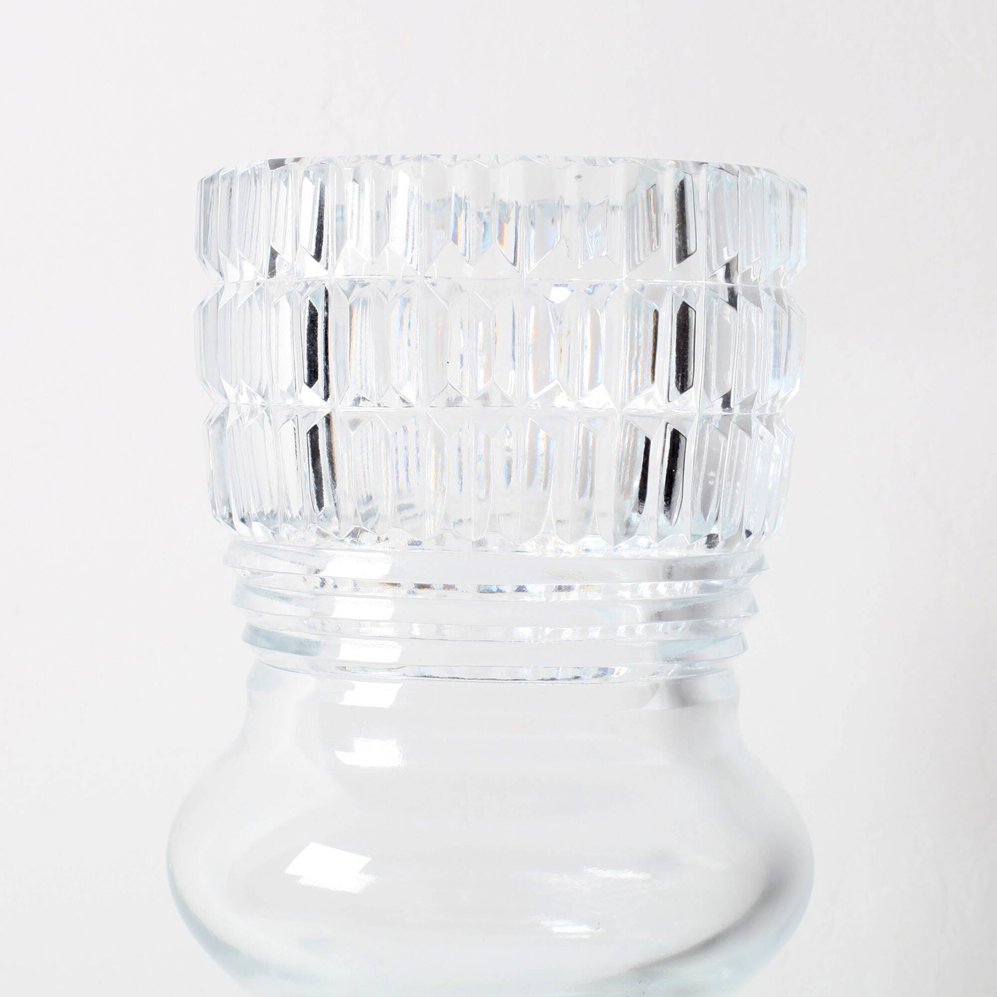 Mid-century Large Vase / Vintage Tall and Solid Clear Crystal Vase / 1960s