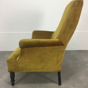English armchair Napoleon III in mustard yellow velvet