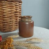 Stoneware pottery duo, bottle + pot, 1950's