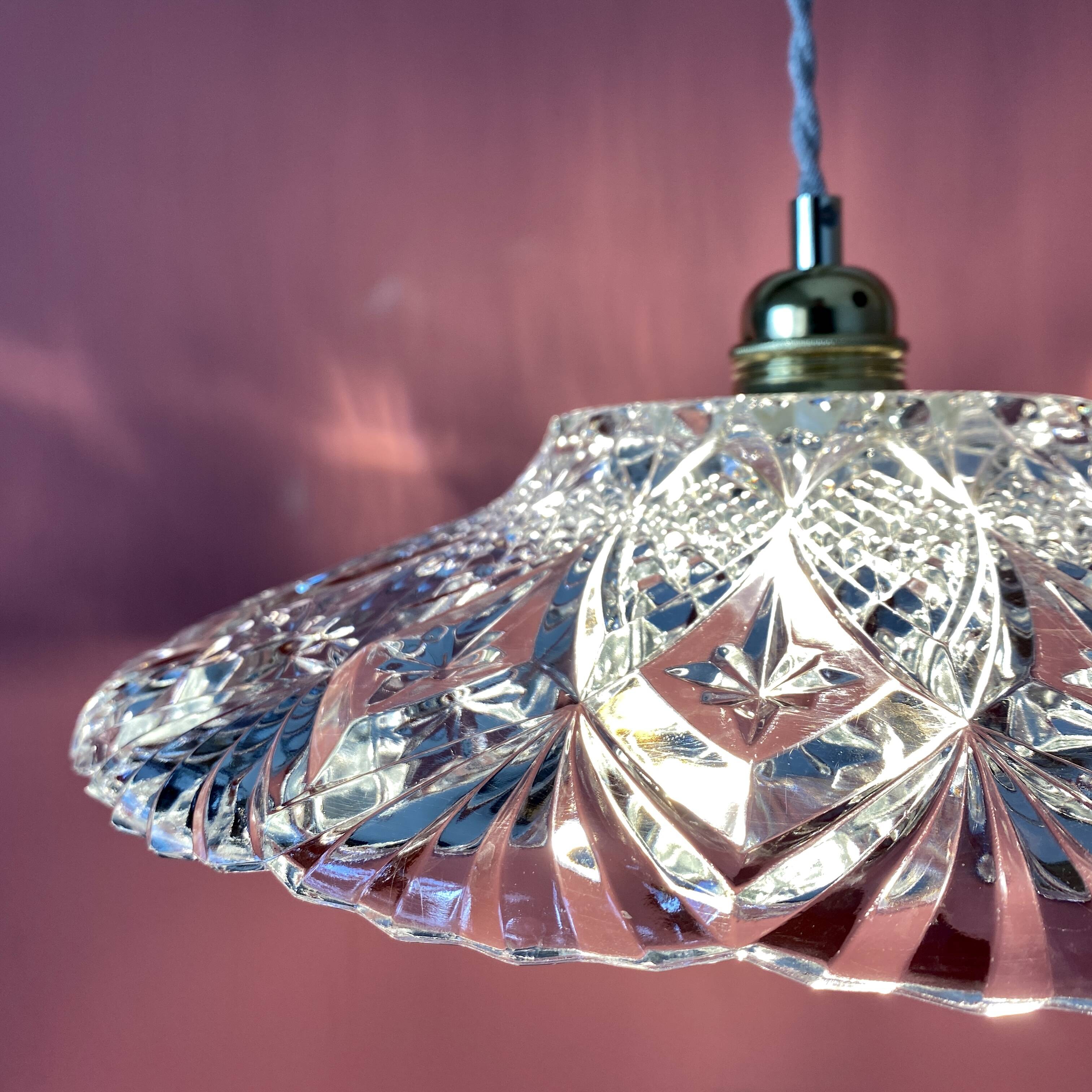 Vintage glass lampshade pendant light - tableware collection -