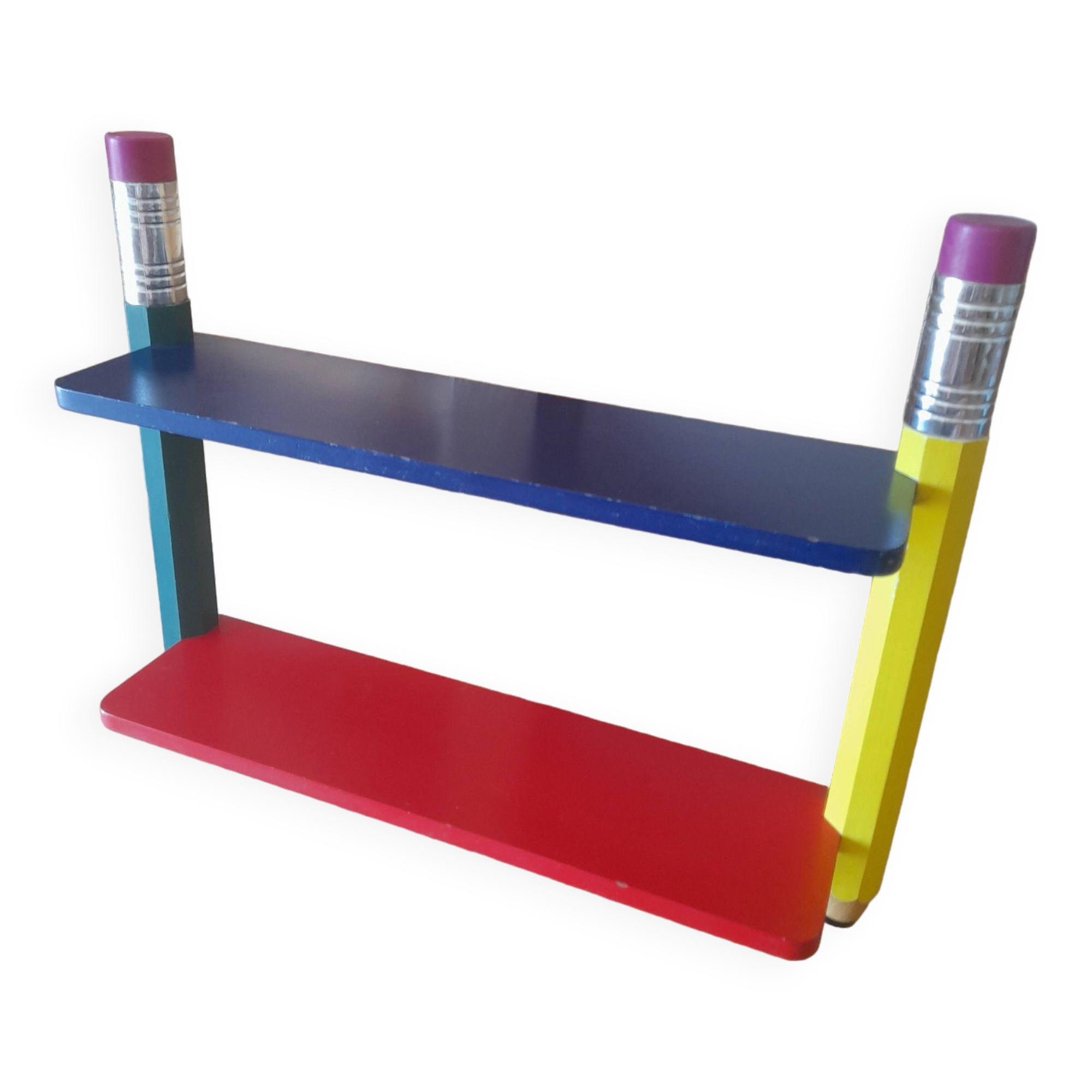 wooden wall shelf multicolor pencils Pierre Sala