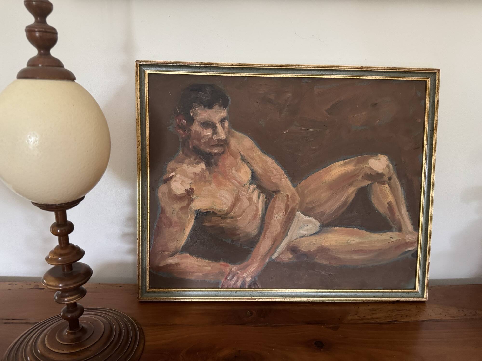 Tableau ancien huile sur panneau : nu acadamique XX eme siecle