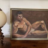 Tableau ancien huile sur panneau : nu acadamique XX eme siecle