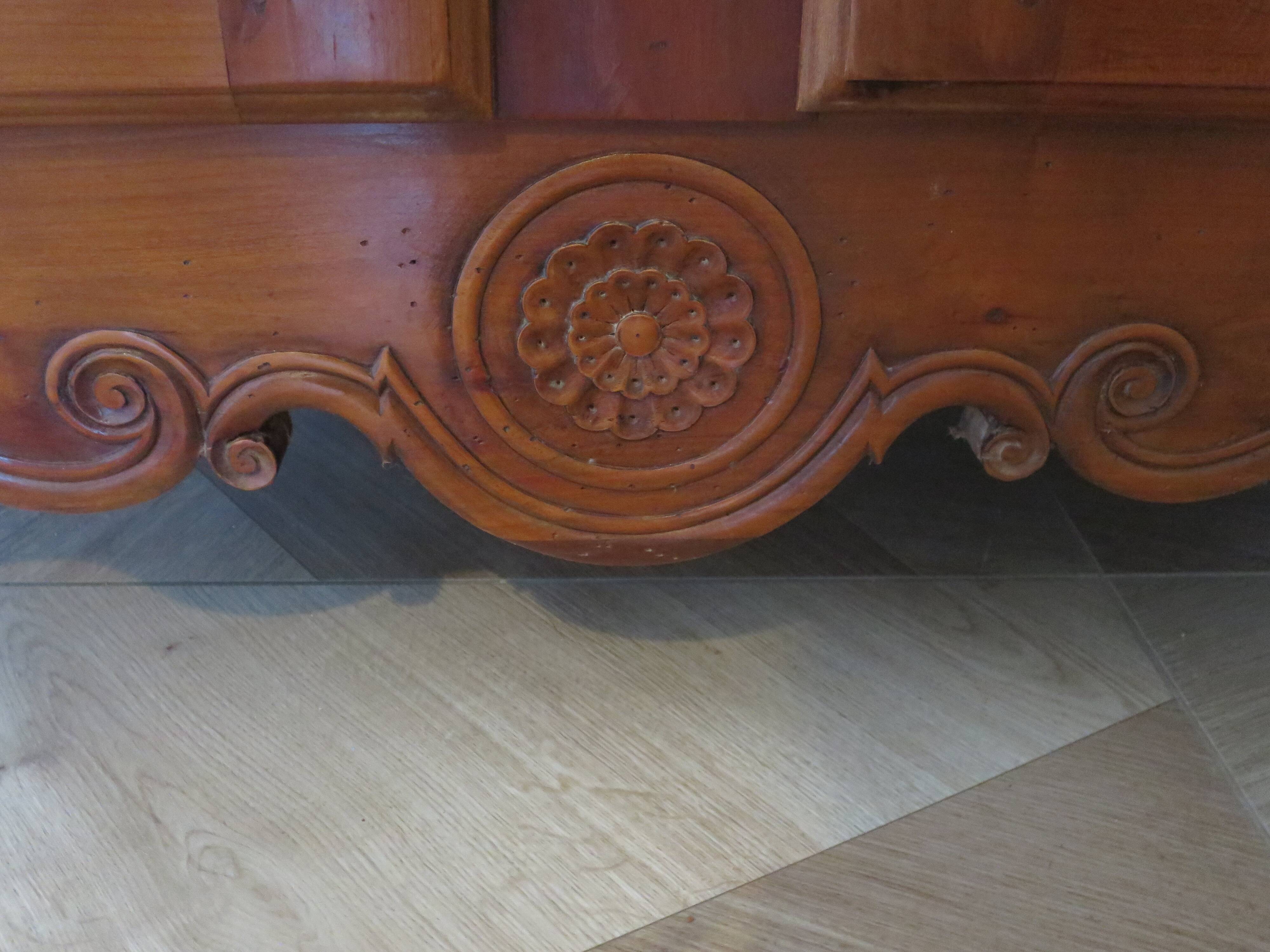 Rustic buffet Louis XV-Regency-jointed-massive wood-snail feet