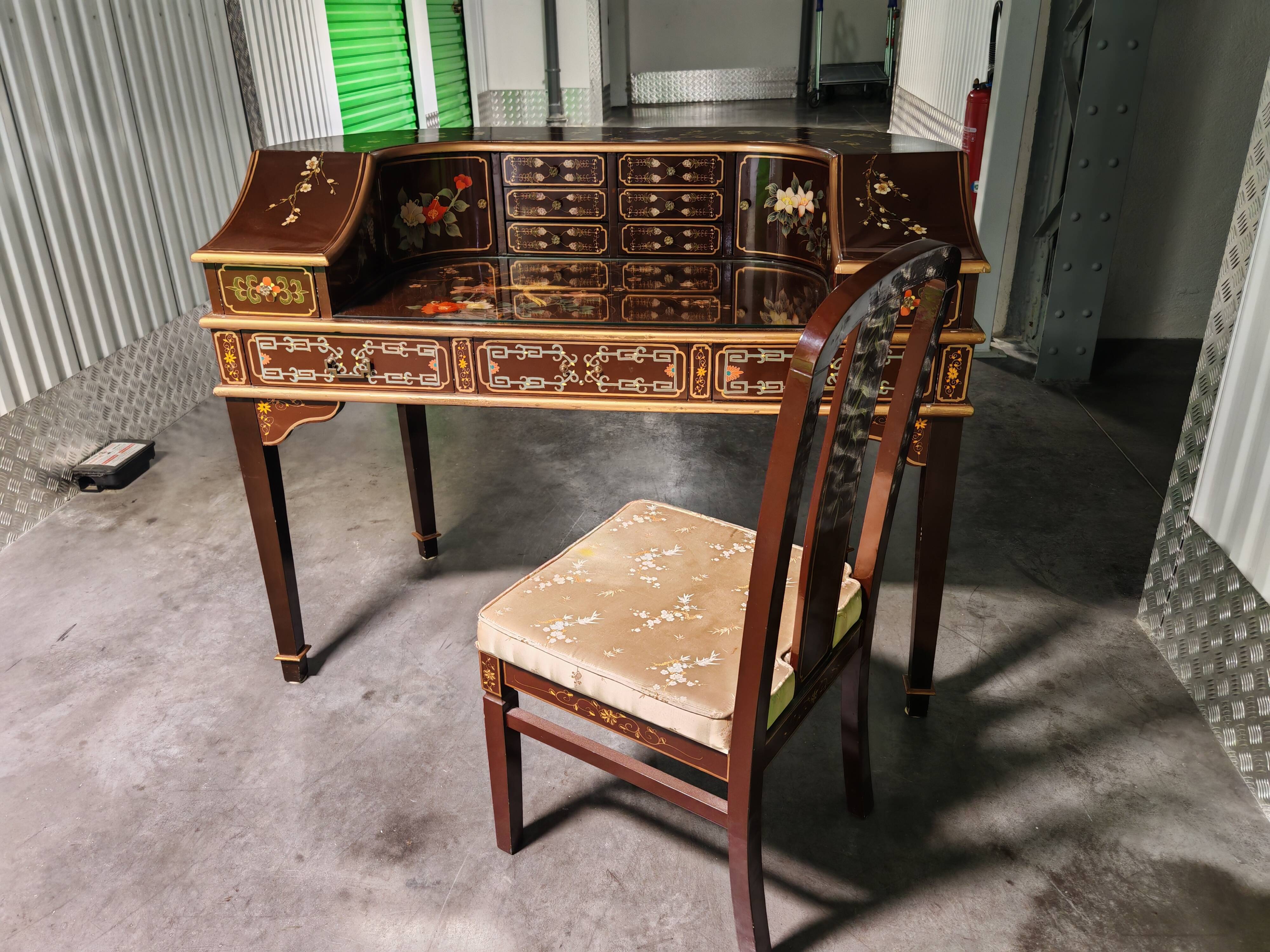 Chinese table with the vintage chair.