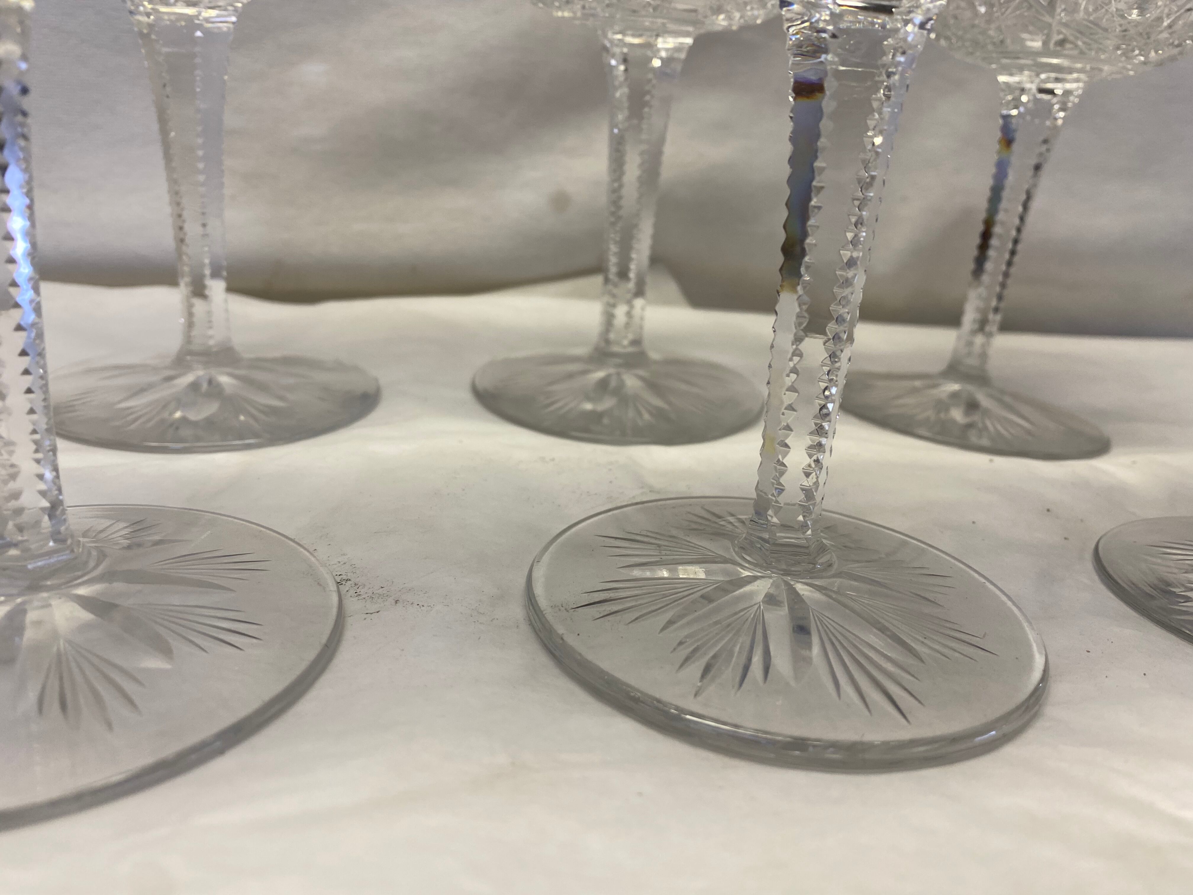 6 crystal champagne glasses