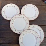 5 dessert plates with small retro flowers, from Union Porcelainière Limoges