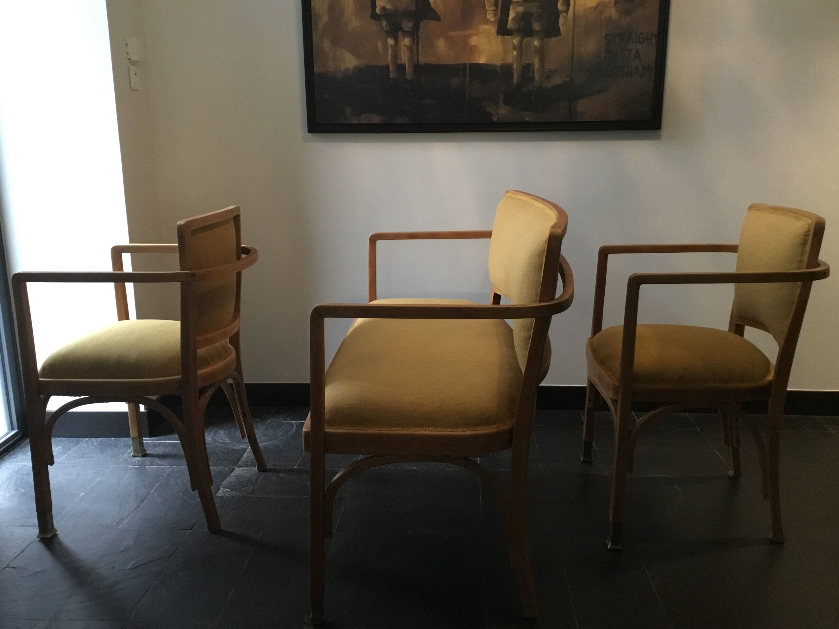 Bench set and pair of Gustave Siegel chairs for J & J Kohn - Viennese Secession