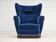 Années 1960, fauteuil relax danois à dossier haut, état d'origine, meuble en velours bleu.