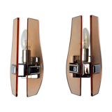 Pair of Veca Rose wall lamps, Murano glass, Italy, 1960